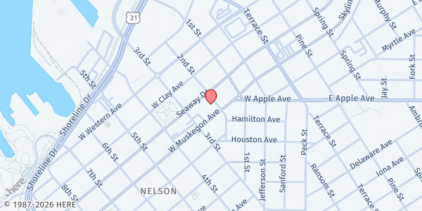 Map showing Central United Methodist Church at 1011 2nd Street, Muskegon, MI