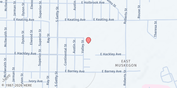 Map showing Holy Trinity-Cogic Community Center - Food Pantry at 2140 Valley St, Muskegon, MI