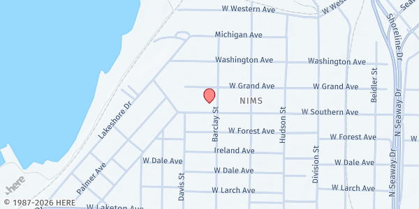 Map showing Loaves of Grace Food Pantry at 1132 Southern Ave, Muskegon, MI