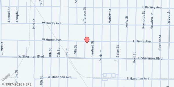Map showing Supper House Mobile Pantry Distribution at 2500 Jefferson, Muskegon, MI