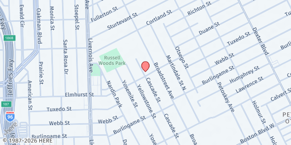 Map showing New Mt Olive PB Church at 4740 Elmhurst Street, Nardin Park, MI