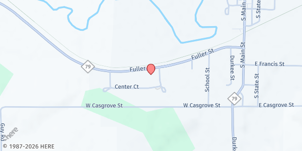 Map showing Nashville Church of the Nazarene Michigan at 301 Fuller St, Nashville, MI