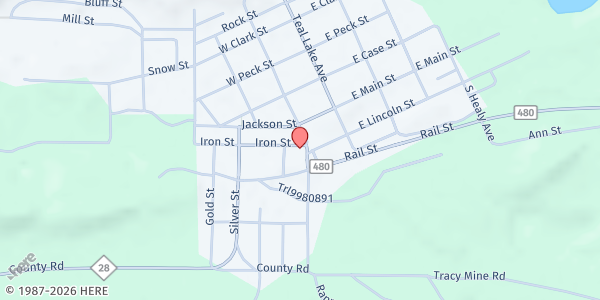 Map showing St. Vincent de Paul - Negaunee Food Pantry at 207 Iron St, Negaunee, MI