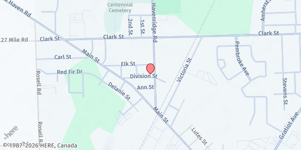 Map showing New Haven Food Pantry at 58725 Haven Ridge Road, New Haven, MI