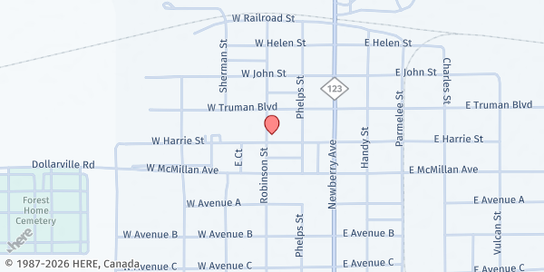 Map showing Saint Gregory's Catholic Church Newberry at 212 W Harrie St, Newberry, MI