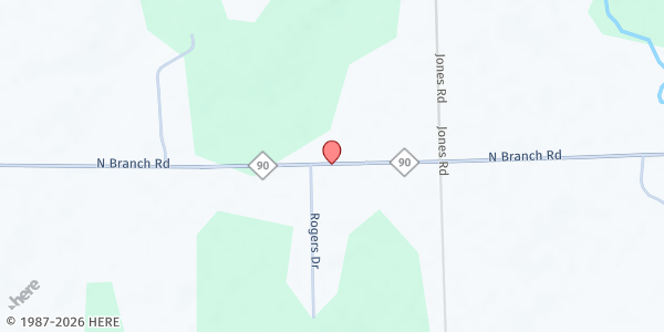 Map showing North Branch Wesleyan Church at 3164 North Branch Road, North Branch, MI