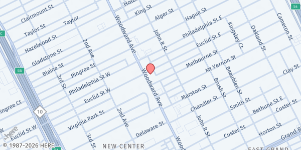 Map showing Detroit Food Commons - 2nd Floor at 8324 Woodward Avenue, North End, MI