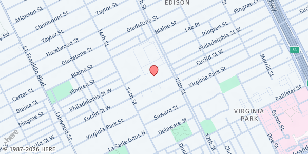 Map showing Joseph Walker Williams Recreation Center at 8431 Rosa Parks Boulevard, North Lasalle, MI