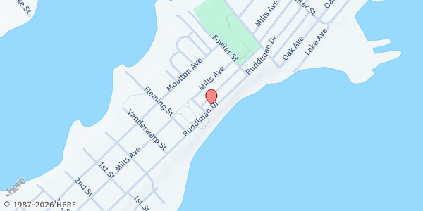 Map showing Community UMC at 1614 Ruddiman Dr, North Muskegon, MI