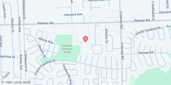 Map showing Adams Middle School at 33475 Palmer Road, Norwayne, MI