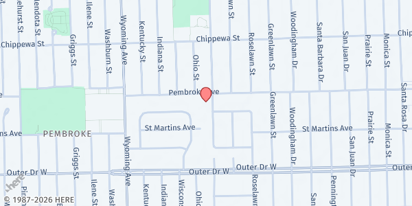Map showing Oak Grove AME Church at 19801 Cherrylawn Street, Oak Grove, MI