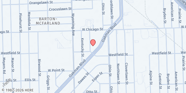 Map showing Family of God - St John Evangelical Lutheran Church at 4950 Oakman Boulevard, Oakman Blvd Community, MI