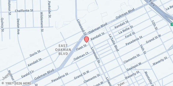 Map showing Linwood Church of Christ at 14001 Linwood Street, Oakman Blvd Community, MI