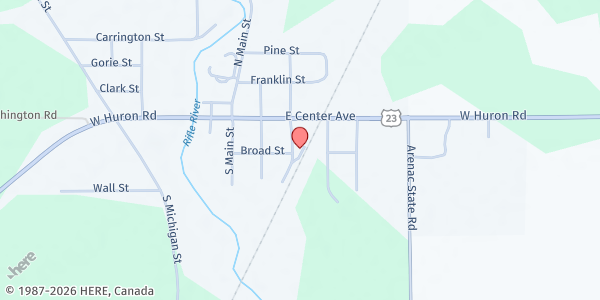 Map showing Sunrise Side Senior Services at 131 S Clyde St, Omer, MI