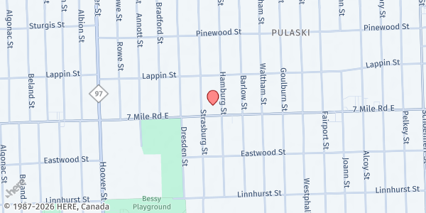 Map showing Open Door Church of God in Christ Detroit at 12411 Seven Mile East, Osborn, MI