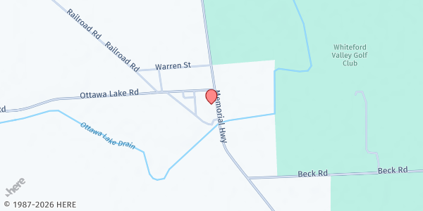 Map showing Zion Lutheran Church at 8307 Memorial Highway, Ottawa Lake, MI