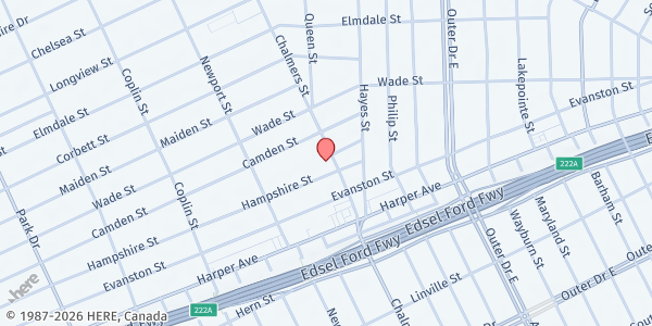 Map showing Focus Hope - Detroit East at 9151 Chalmers Street, Outer Drive-Hayes, MI