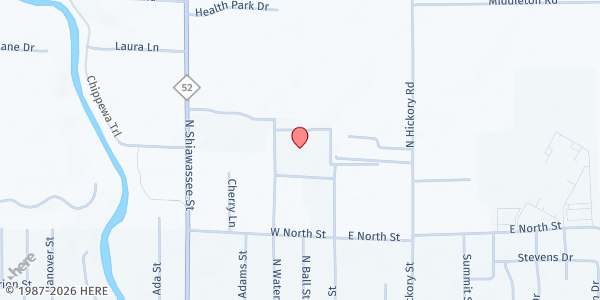 Map showing First United Methodist Church at 1500 N Water St, Owosso, MI