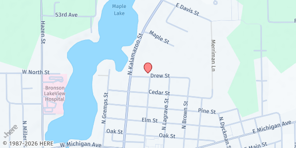 Map showing Eleanor's Pantry at 221 Drew Street, Paw Paw, MI