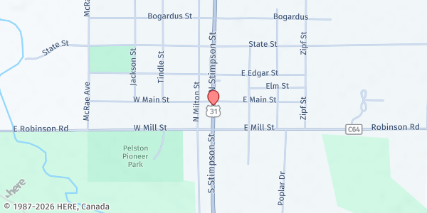 Map showing Pellston Area Food Pantry at 161 US 31 N, Pellston, MI