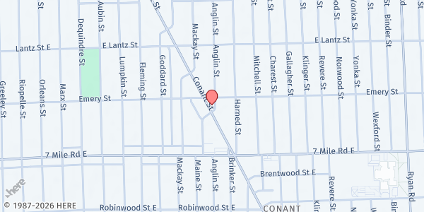 Map showing Grab Community Outreach at 19264 Conant, Pershing, MI