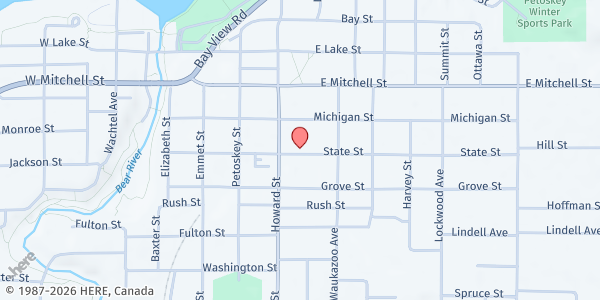 Map showing Brother Dan's Food Pantry at 415 State Street, Petoskey, MI