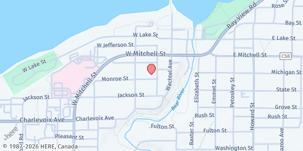 Map showing Church Of Christ at 308 Monroe St, Petoskey, MI