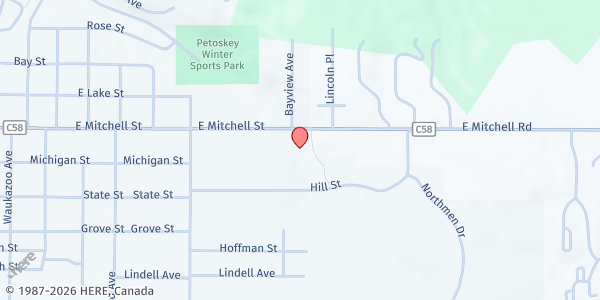 Map showing Cross of Christ Paper Pantry at 1450 E Mitchell St, Petoskey, MI