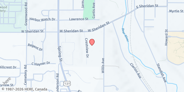 Map showing Manna Mobile Delivery - Harbor Village, Petoskey at 1301 Crestview Drive, Petoskey, MI