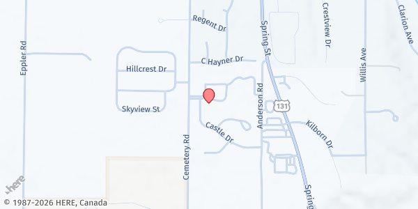 Map showing Manna Mobile Delivery - Maple Village, Petoskey at 1695 Meadow Way, Petoskey, MI