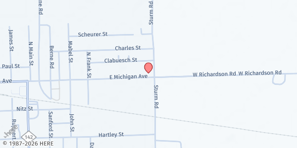 Map showing Michigan Avenue Mennonite Church at 7004 Michigan Ave, Pigeon, MI