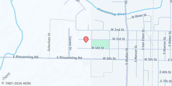 Map showing Pinconning Area Food Pantry at 314 Whyte St., Pinconning, MI