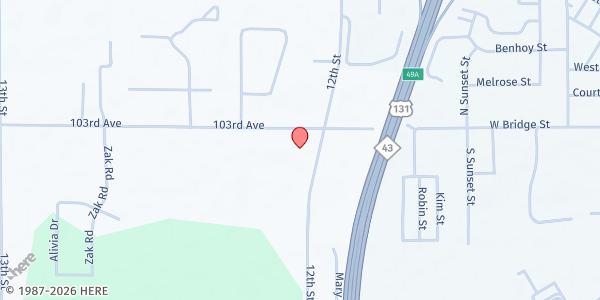 Map showing Hope Lutheran Church at 290 12th Street, Plainwell, MI