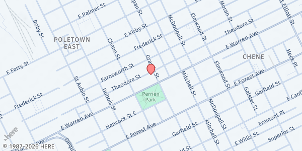 Map showing Detroit Department Of Human Services - Area G Center at 5031 Grandy Street, Poletown East, MI
