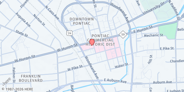 Map showing Centro Multicultural La Familia at 35 West Huron Street, Pontiac, MI