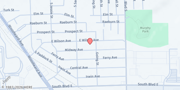 Map showing Door of Faith Christian Church at 511 South Sanford Street, Pontiac, MI