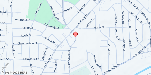 Map showing MP-Centerstage-QTMC at 67 S. Glenwood, Pontiac, MI