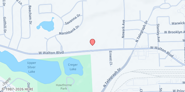 Map showing MP-Silver Lake Church of the Nazarene at 520 W. Walton, Pontiac, MI