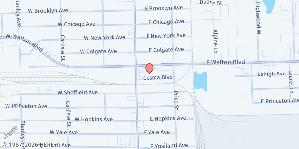 Map showing Oakland HOPE Food Pantry and Thrift Store at 20 Walton Boulevard, Pontiac, MI