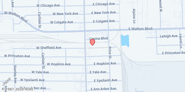 Map showing Oakland Hope Pantry at 20 E. Walton Blvd, Pontiac, MI