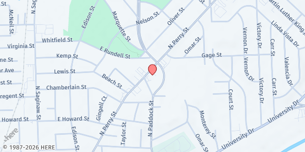 Map showing QTMC Distribution Site at 526 Perry Street, Pontiac, MI