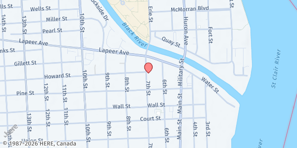 Map showing Blue Water Council Boy Scouts of America at 924 7th St, Port Huron, MI