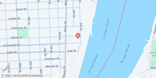 Map showing Blue Water YMCA at 1525 3rd Street, Port Huron, MI