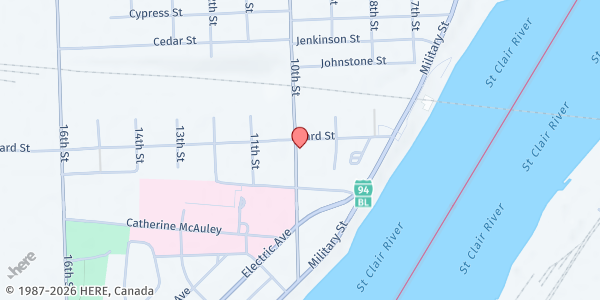 Map showing Bluewater Food Depot at 2408 10th Street, Port Huron, MI