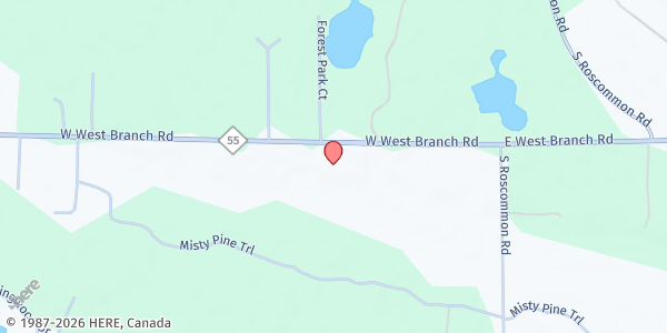 Map showing SVDP Prudenville at 329 W. West Branch Rd, Prudenville, MI