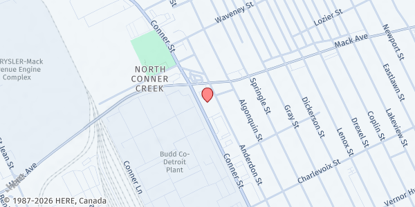 Map showing Feed Your Neighborhood Mobile Pantry - Riverbend at 12530 Mack Avenue, Riverbend, MI