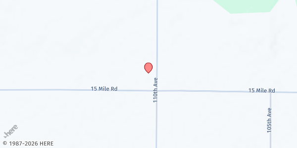 Map showing Martiny Township Hall at 15051 110th Ave., Rodney, MI