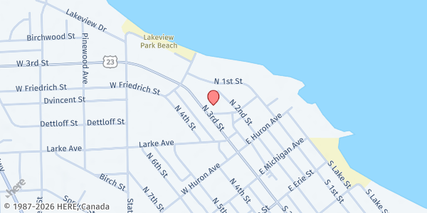 Map showing Rogers City Area Seniors at 131 E. Superior Ave, Rogers City, MI