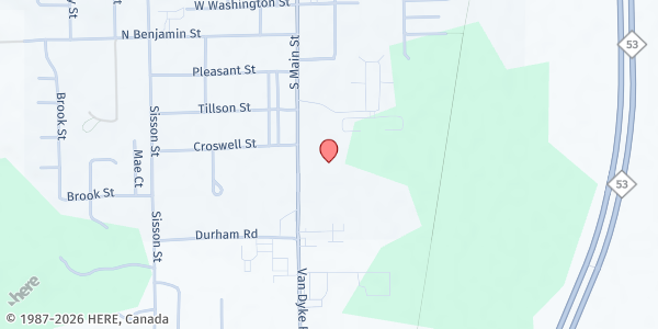 Map showing Agape Center at 347 South Main Street, Romeo, MI