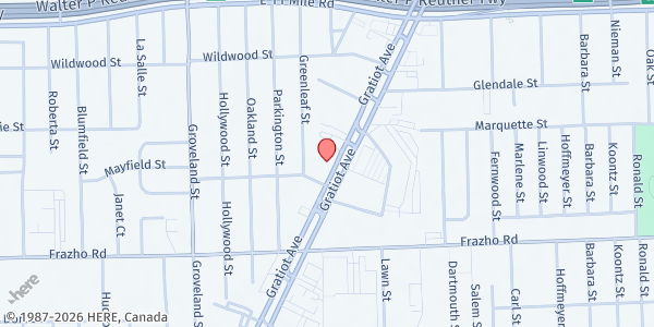 Map showing Liberties, Inc. - Roseville at 26345 Gratiot Avenue, Roseville, MI